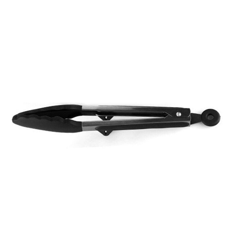 Siliconen Hoofd Barbecue Tang Keuken Tang Salade Koken Voedsel Grill Hittebestendige Food Grade FEA889: black
