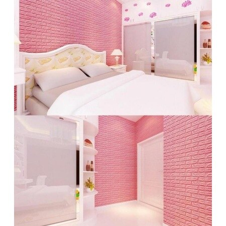 Girl Kids Room and Bedroom Pink Self Adhesive 3D Brick Panel 446443477