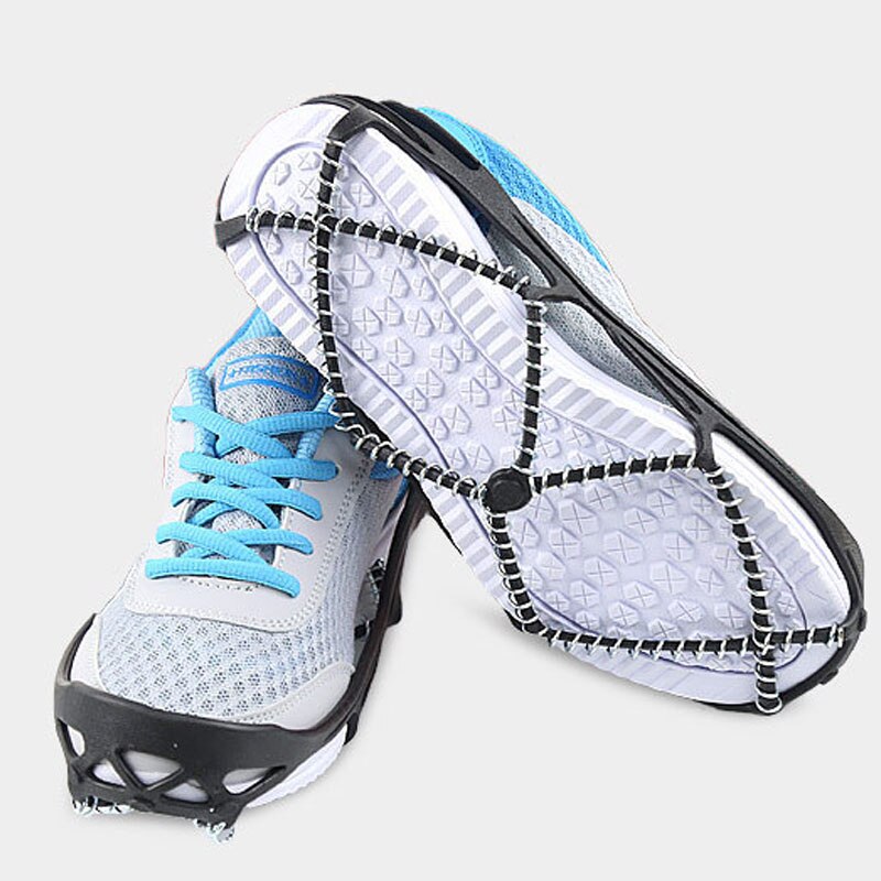 1 Paar Zwart Anti-Slip Sneeuw Ijs Klimmen Shoe Spikes Ice Grips Cleats Cramponswinter Klimmen Antislip schoenen Cover