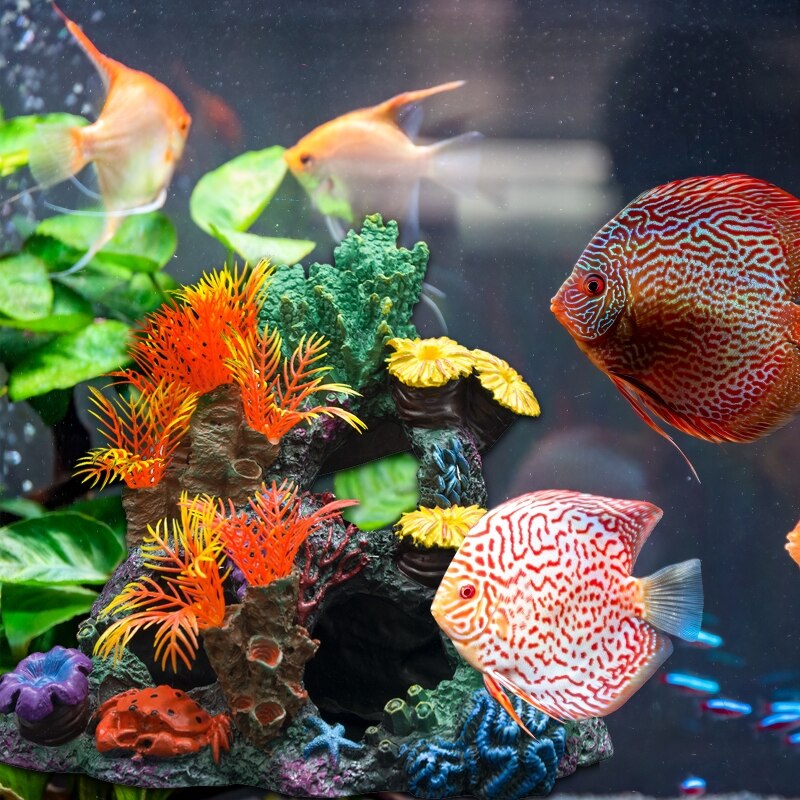 Aquarium Decor Reef Coral Artificial Resin Cave Ornament Fish Tank Decorations