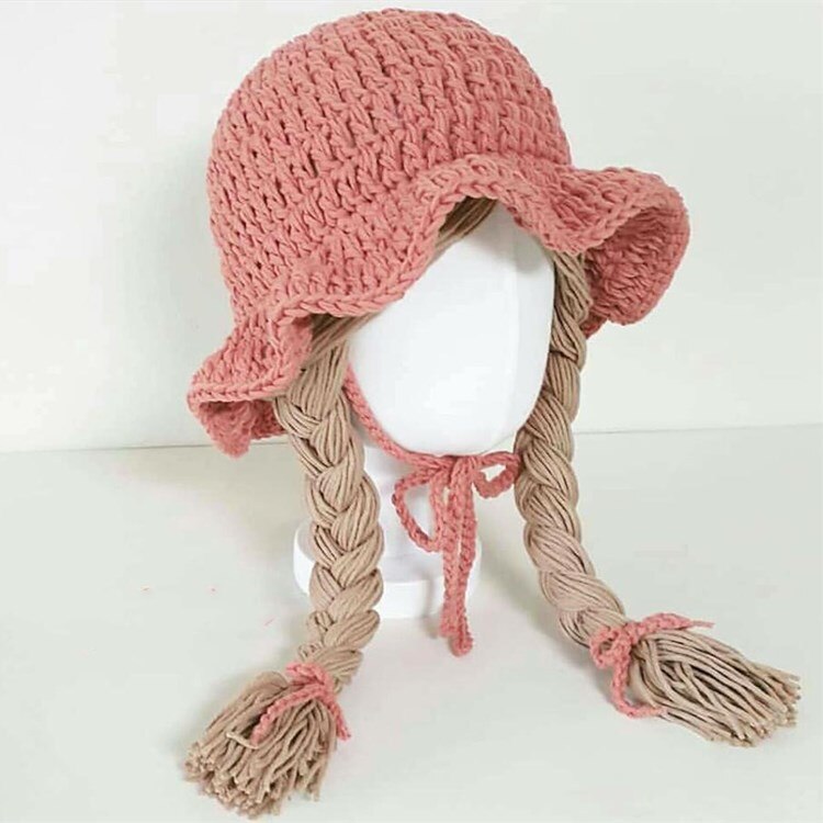Sombrero de 1 a 5 años para niña, gorros tejidos a con sombrero de pelucas a la de otoño invierno, accesorios para fotos –