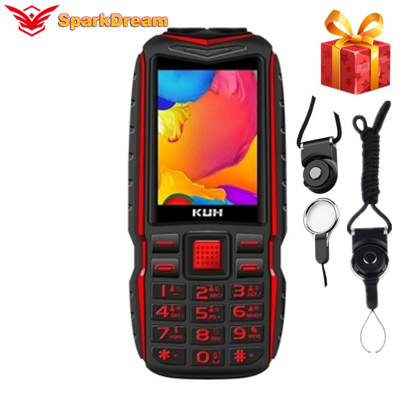 Kuh  t3 powerbank telefoon dual sim-kaarten camera  mp3 dubbele zaklamp krachtige stem 2.4 inch robuuste schokbestendige goedkope mobiele telefoon