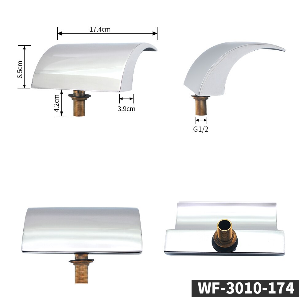 Whirlpool Cascade Waterval Inlaat Bad Kraan Vervanging Water Uitloop Outlet Nozzle G1/2 &quot;Size: WF-3010-174