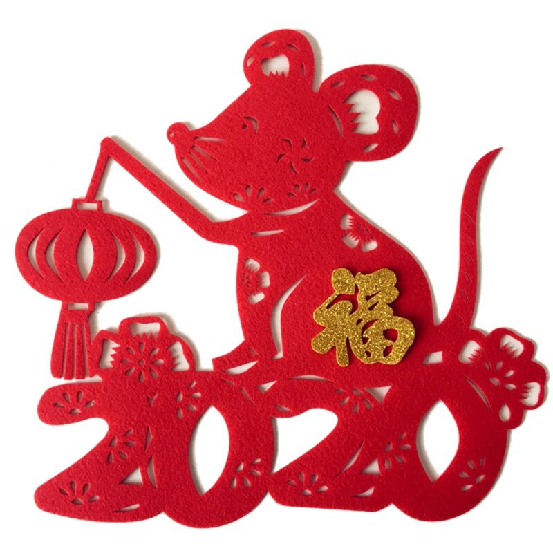 Pegatinas de pared de fieltro para el año , pegatina para puerta, pegatina de Festival de Primavera, pegatina de bendición para decoración del hogar
