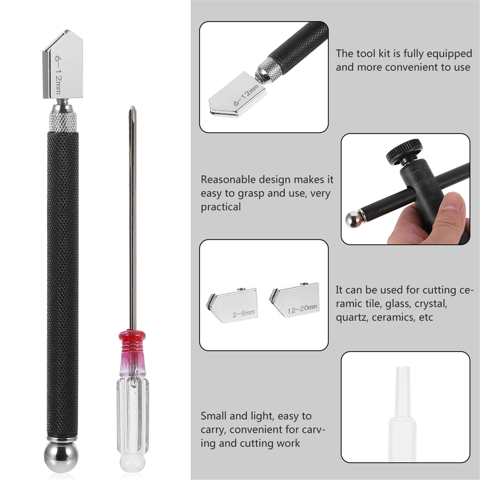 1 Set/6pcs Glass Cutter with Engraving Scriber Pen Stained Glass Tile Cutter