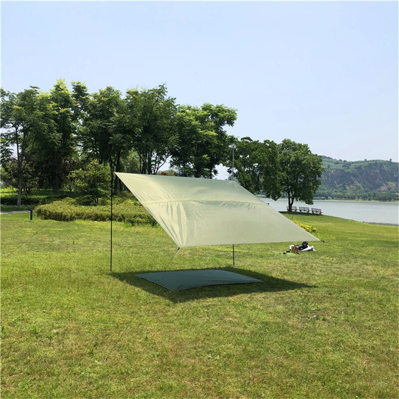 300 x 300cm anti uv ultralette solbeskyttelse bærbart strandtelt pergola markise baldakin camping grill vandtæt solbeskyttelse 3-4 personer: Militærgrøn