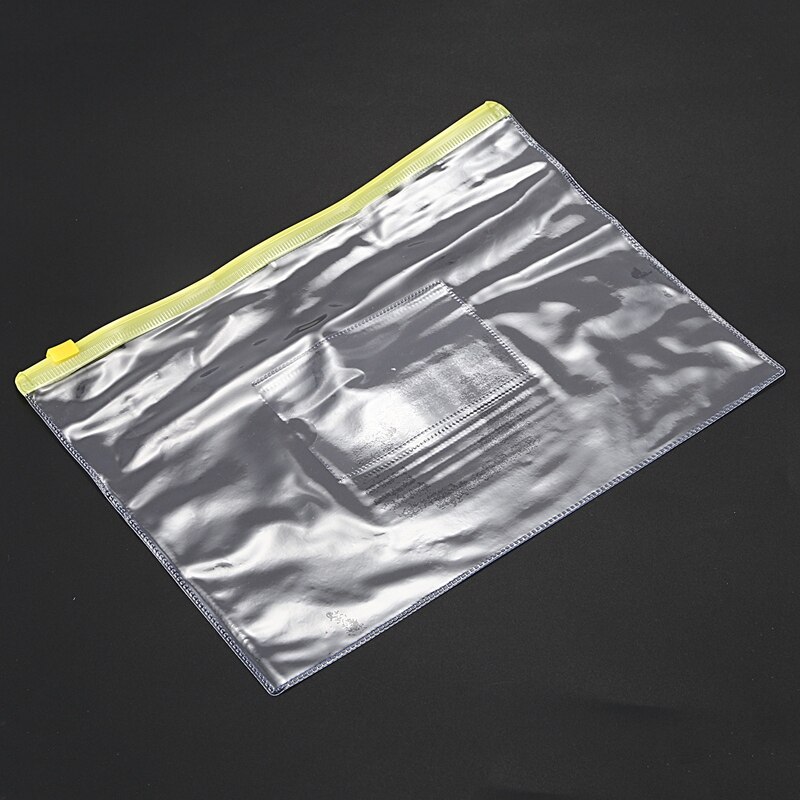 Size A5 Card Slider Zip Closure Folders PVC Folders Envelopes, 20 Pieces Transparent Yellow