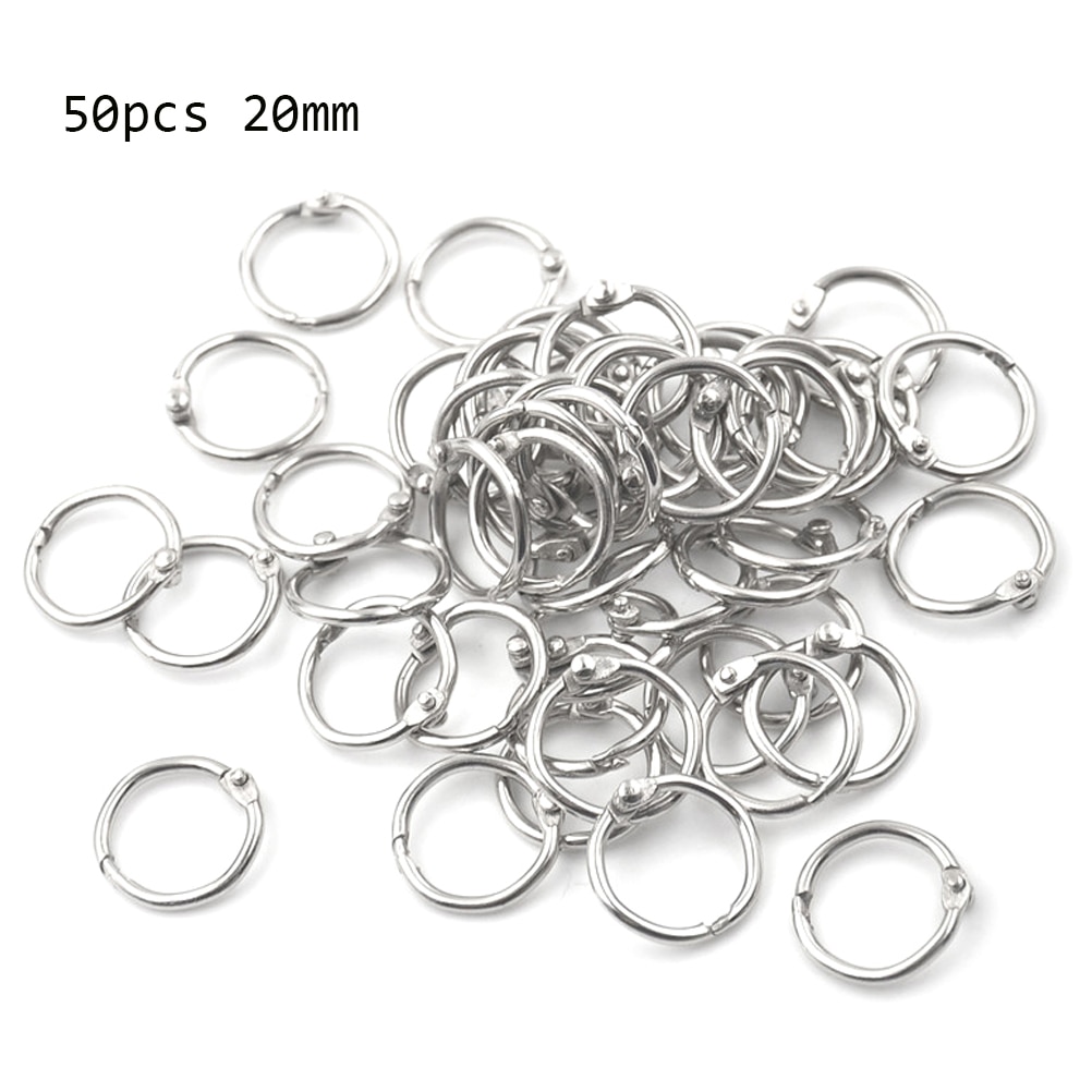 50 piezas de libro de 20mm de diámetro exterior de hoja suelta llavero anillo de seguridad anillo