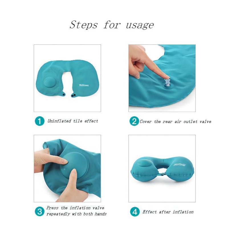 U-vorm Reiskussen Automatische Lucht Opblaasbare Vliegtuig Auto Kussens Ring Kussen Vouwen Druk Type Bed Kussens Hals Kussen