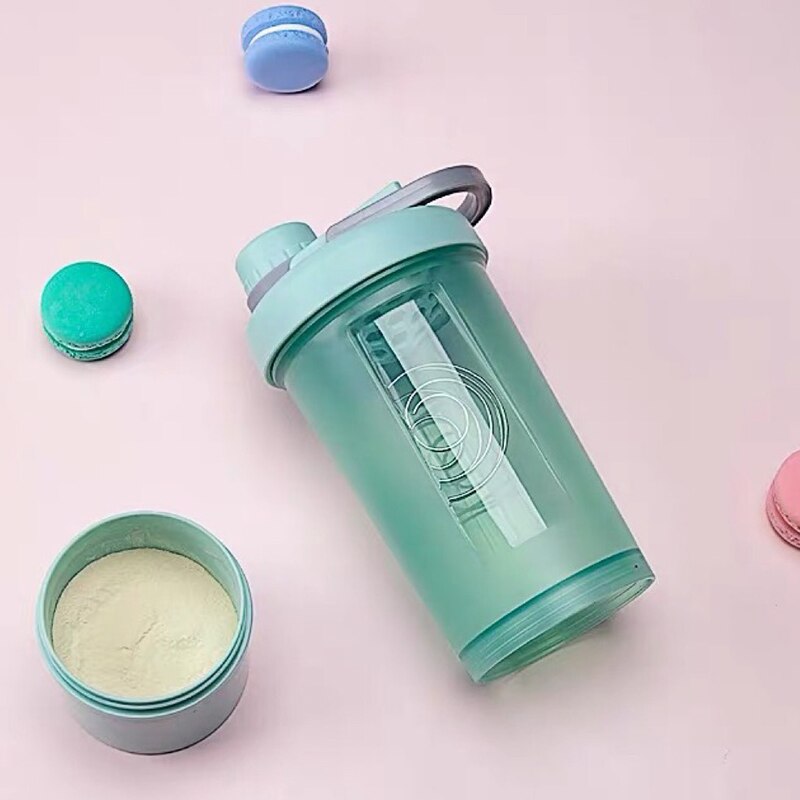 Vattenflaska shaker milkshake fitness vattenkokare bärbar plast utomhus hidro kolv sport drinkware: Ljusgrön