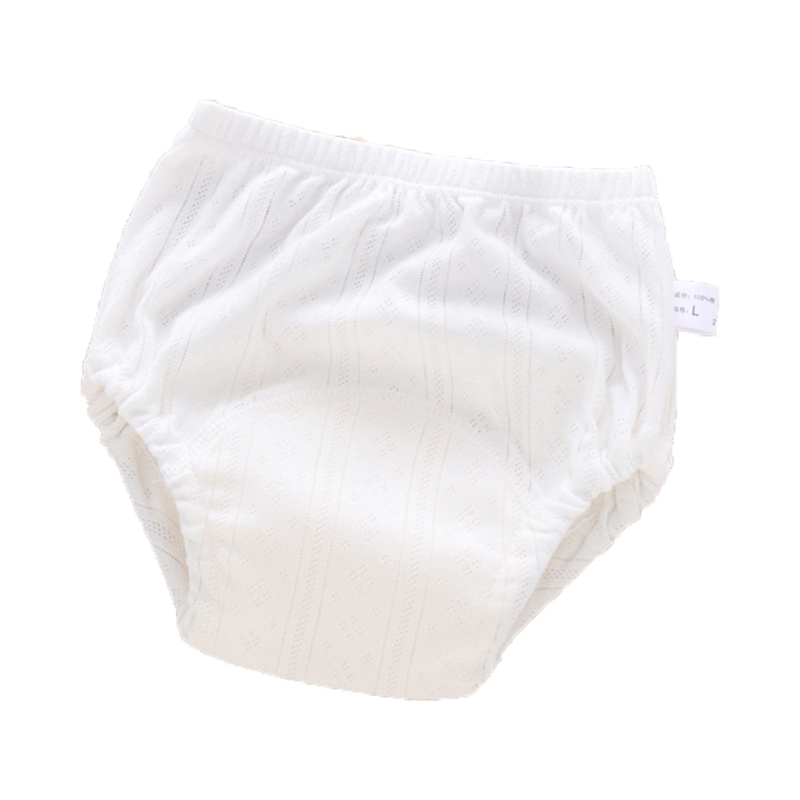 Baby Toddler Toilet Potty Training Pants Padded Reusable Waterproof 4 Layers Nappies Diapers Underwear: white / M