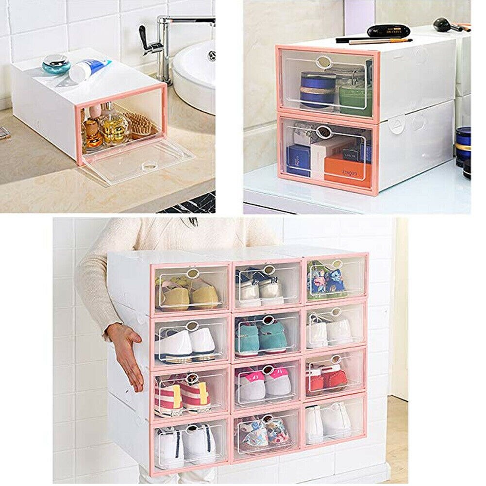1pc Transparent Clear Plastic In Order Shoe Storage Box Shoe Hanger Boxes Organize