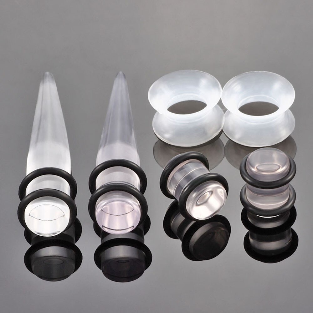 Acryl Oor Gauge Doorstoken Oorbellen Taper En Plug Stretching Kits Gemengde Kleur Oor Flesh Tunnel Uitbreiding Body Piercing Sieraden