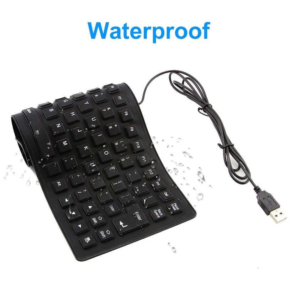 Foldable Silicone Keyboard USB Wired Silicon Flexible Soft Waterproof Roll Up Silica Gel Keyboard for PC Laptop Notebook