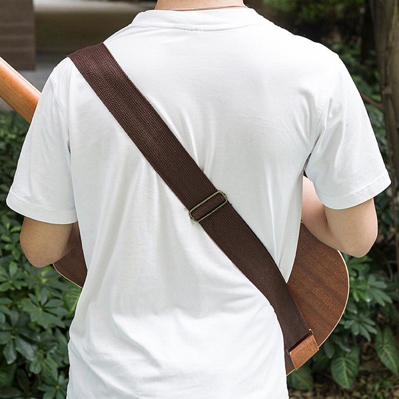 Correa de guitarra para el hombro ajustable, Correa guitarra algodón tejida con extremos de cuero para guitarra eléctrica, bajo eléctrico, ritmo, guitarra: 2 Brown