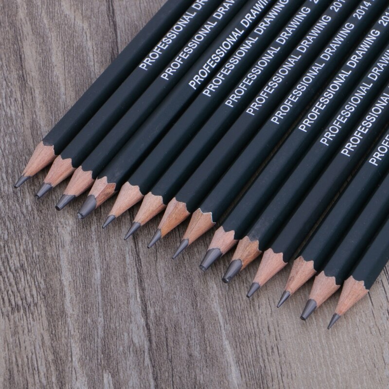 14pcs Best 12B 10B 8B 7B 6B 5B 4B 3B 2B 1B HB 2H 4H 6H Graphite Sketching Pencils Pencil Set for Drawing
