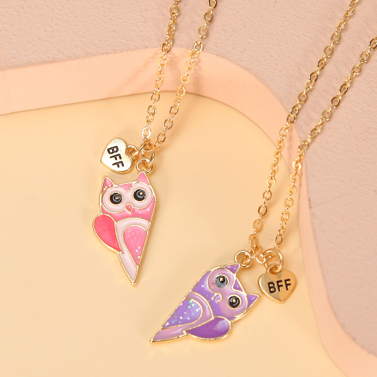Süße Katze Herz Magnet Halsketten für Frauen Mädchen Kawaii Beste Freunde Neko Hündchen Ebene Anhänger Kette BFF Freundschaft Schmuck: Gold-farbe