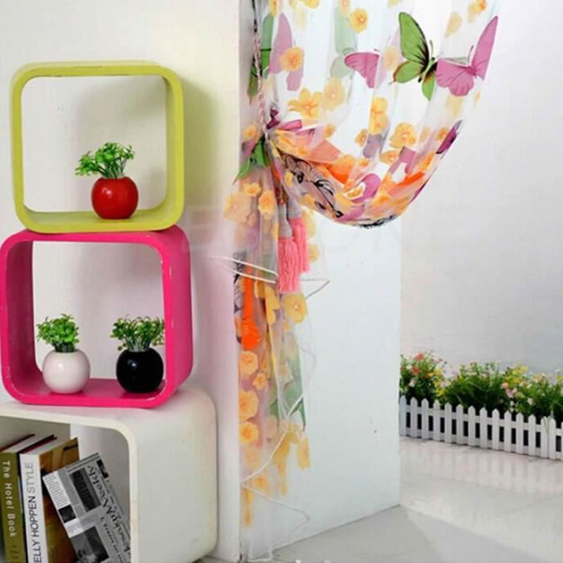 Färgglad fjäril tyll gardin vardagsrum transparent moderna gardiner fönster draperier sovrum glas garn tyg romantisk inredning