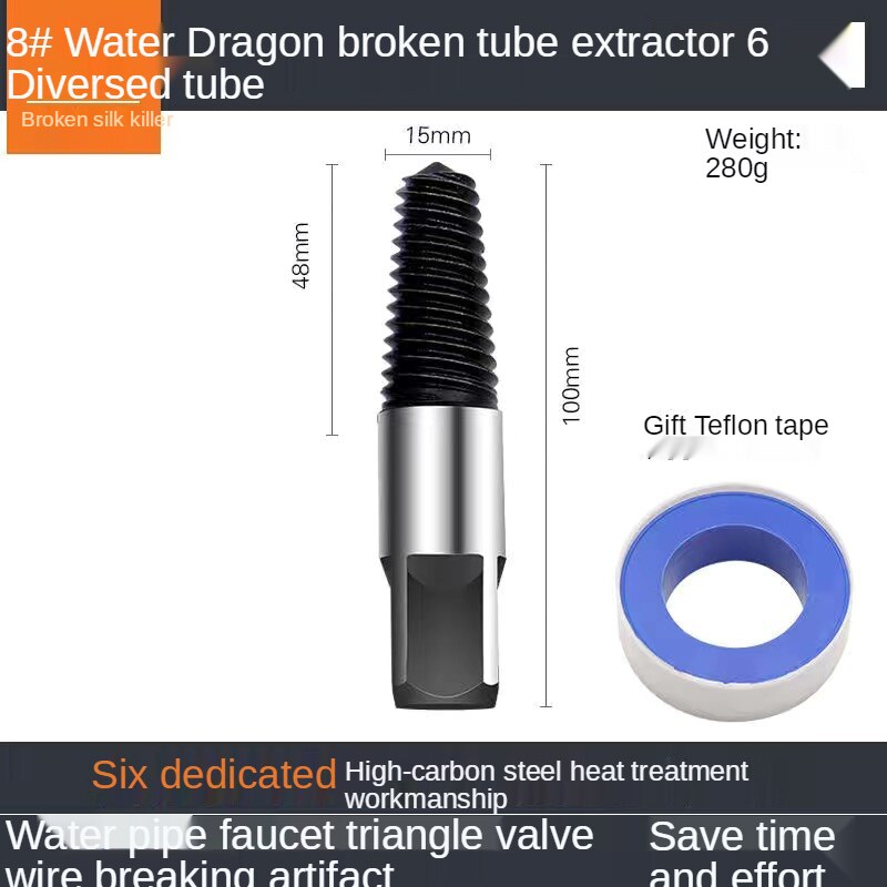 Screw Double-Head Extractor Water Pipe Broken Wire Universal Triangle Valve Forty Or Six Points Anti-Wire Repair faucet: black