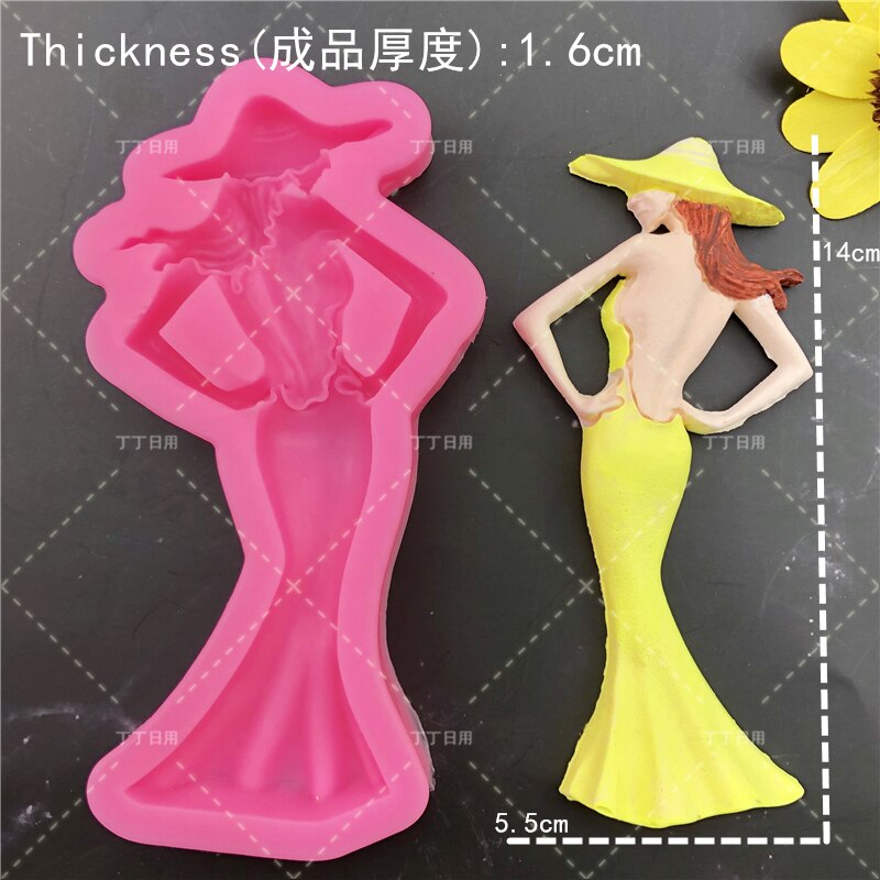 Moule à gâteau en Silicone pour jupe de princesse, fille dame, fille, outils de décoration de chocolat, cuisson de gâteaux, moules en argile de gypse