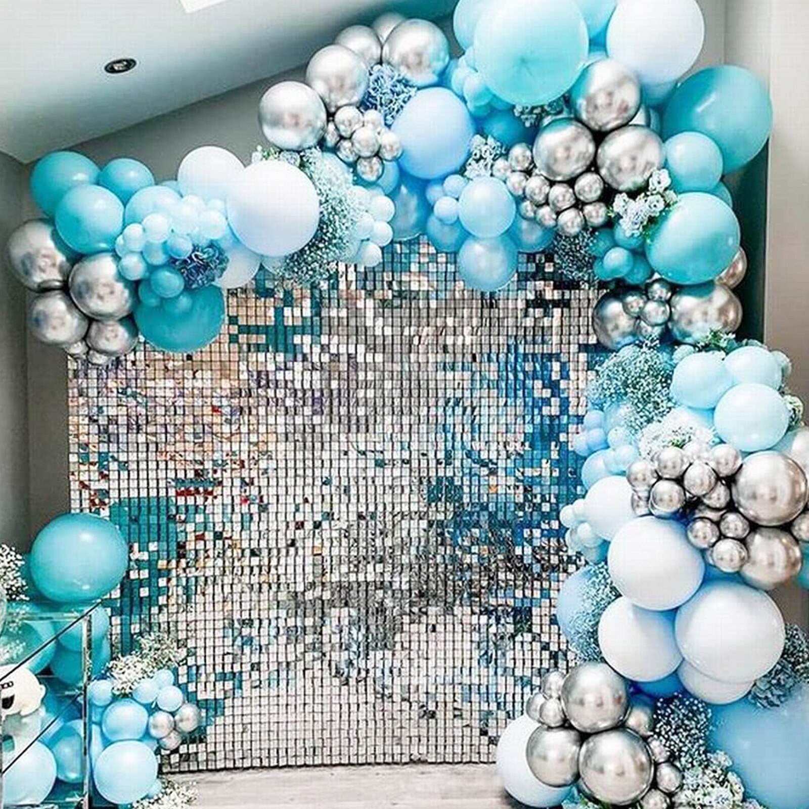 Large Square Shimmer Wall Panels Sequins Backdrop Party Background Air Activated Decor for Events Birthday Wedding 35x35cm