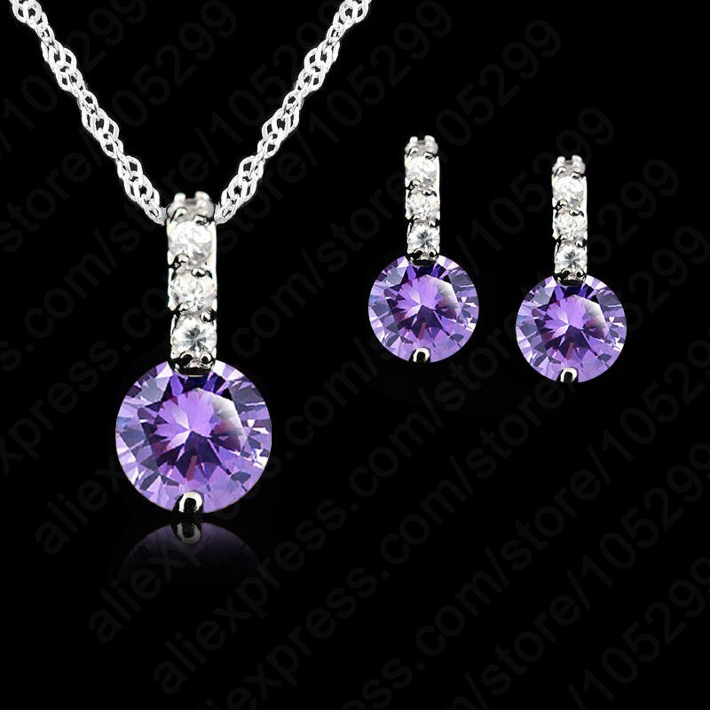 Women Beauty Jewelry Set 925 Sterling Silver Cubic Zircon Pendant Necklace/Earring Women Sets: 71
