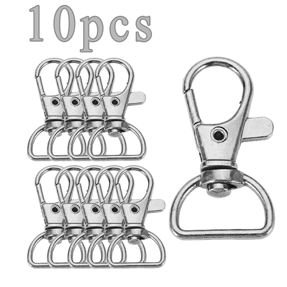 5/10/20pcs Swivel Clasps with D Ring Lanyard Snap Hooks Keychain Clip Hook Metal Lobster Claw Clasp for Keyrings Crafting Sewing: black