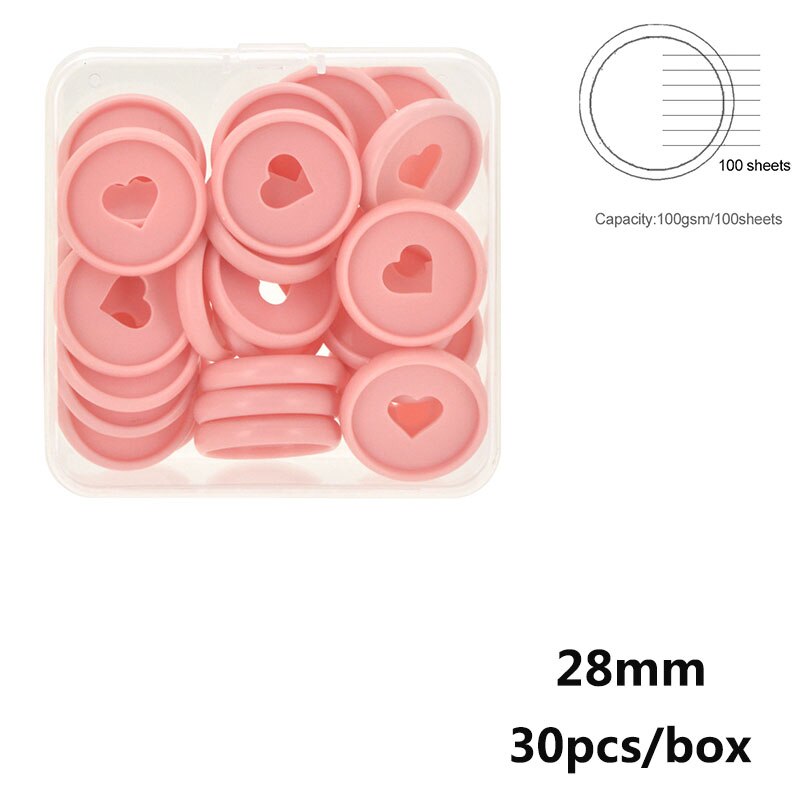 28mm A5 A6 Discbound Notebook Planner Discs Binding Ring Macaron Heart-shaped Mushroom Hole Disc Bound Discs Binding Supplies: Macaron Pink 28mm