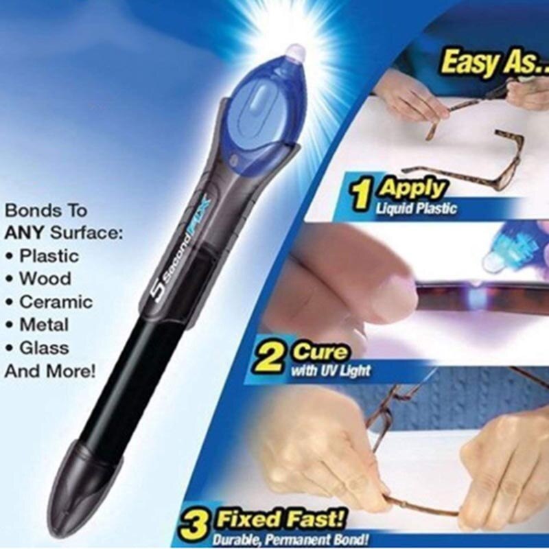 -Fix Pen Welding 5 Second Quick Fix UV Light Repair Pen Tool Kit Compound of Super Powered Liquid Plastic Dip Welding