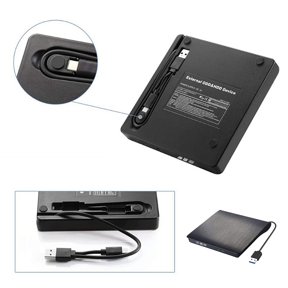 Caja de unidad óptica USB 3,0 tipo C, DVD externo, CD, ROM, escritor ODD, lector, reproductor, unidad óptica, funda para PC y portátil