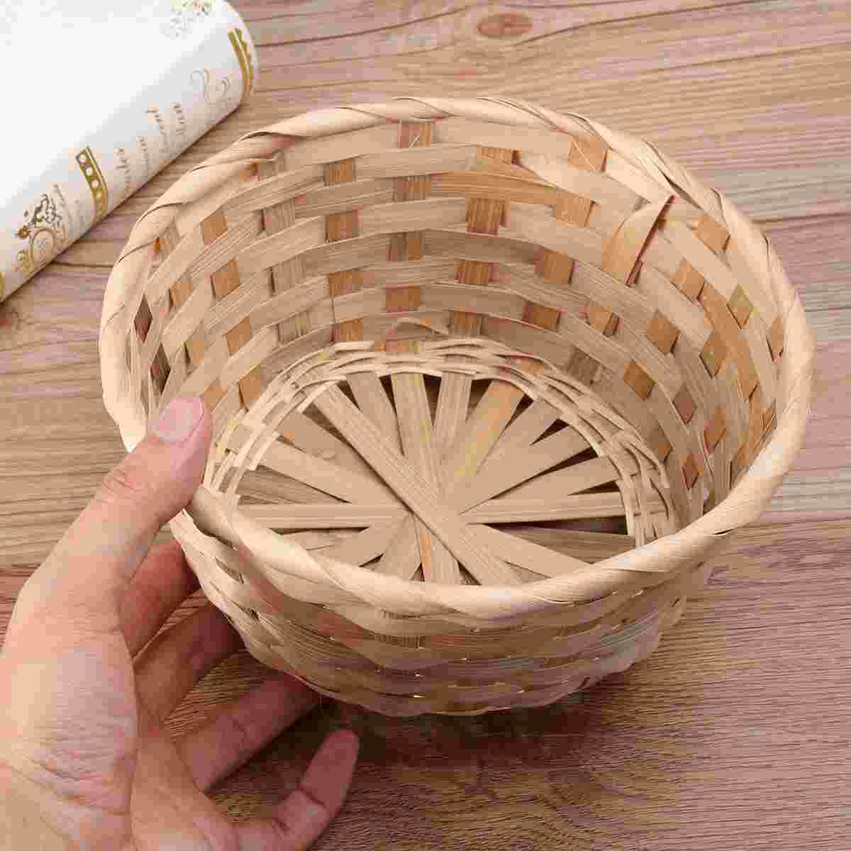 Snacks Basket Bamboo Woven Basket Easter Prop Oval Basket Exquisite Durable 1Pc Eggs Basket: As Shown True color