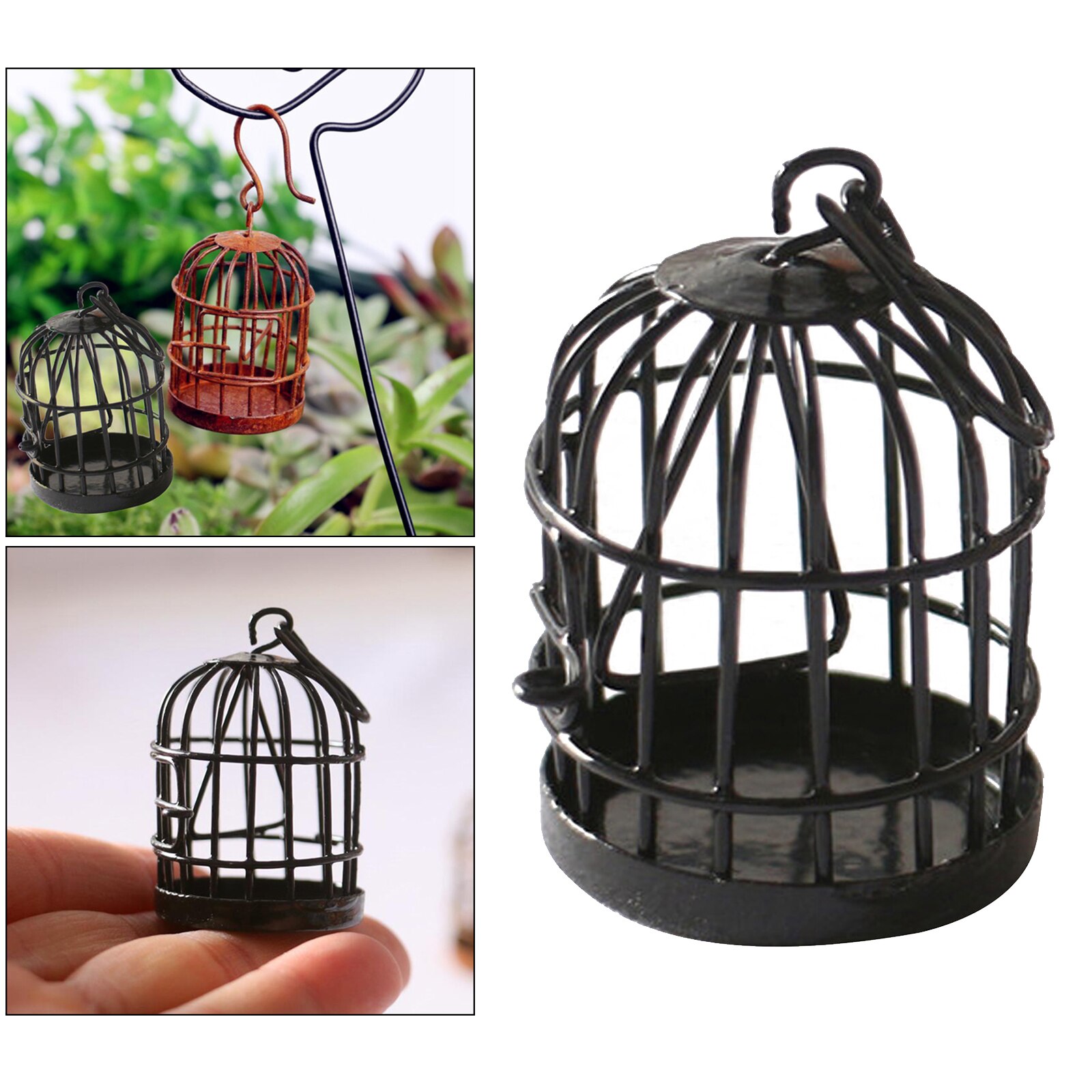 1/12 skala domek dla lalek mini czarny metal klatka dla ptaków imitacja wyposażenia Accs