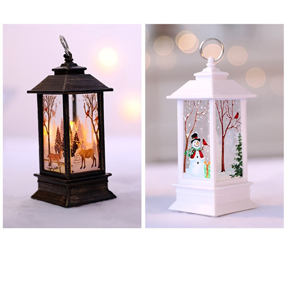 Vela navideña LED con soporte para luz LED con forma de vela pequeña, velas, jaulas, velas con estampado de alce, vela de Papá Noel, decoración navideña para el hogar