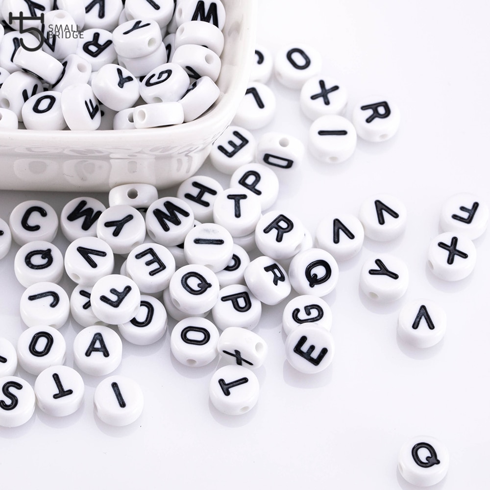 200 stuks Platte Ronde Acryl Letter Kralen voor sieraden maken Armband DIY Accessoires Alfabet Diy Kralen P600