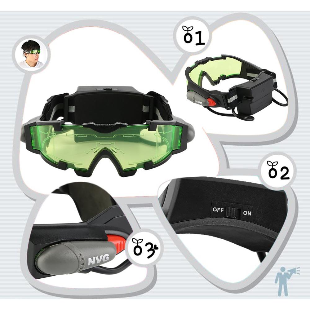 Lunettes de Vision nocturne pour enfants, lunette ergonomique, lunette de Vision nocturne, lunette verte, LED lumières, bande élastique ajustable