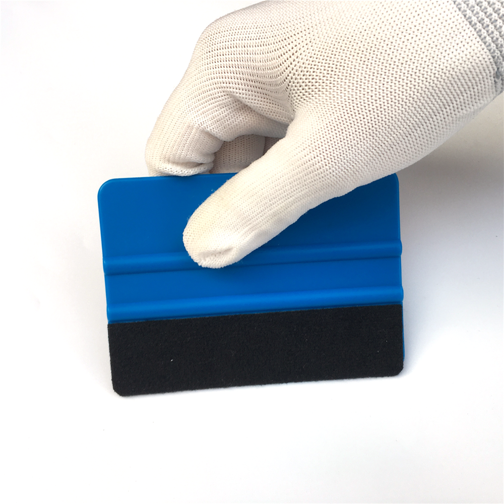 Espátula limpiacristales con fieltro de tela, envoltura de vinilo de fibra de carbono, herramienta de tinte de ventana, removedor de pegamento, herramienta de limpieza para uso doméstico o en coche