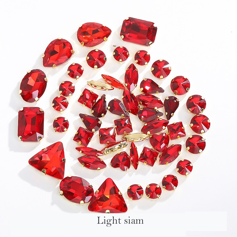 Astrobox Fancy 50 Stuks Gemengde Vorm Met Klauw Naai Rhinestone Crystal Voor Kleding &amp; Accessoires Glas Steen Diy Sieraden maken: Light siam