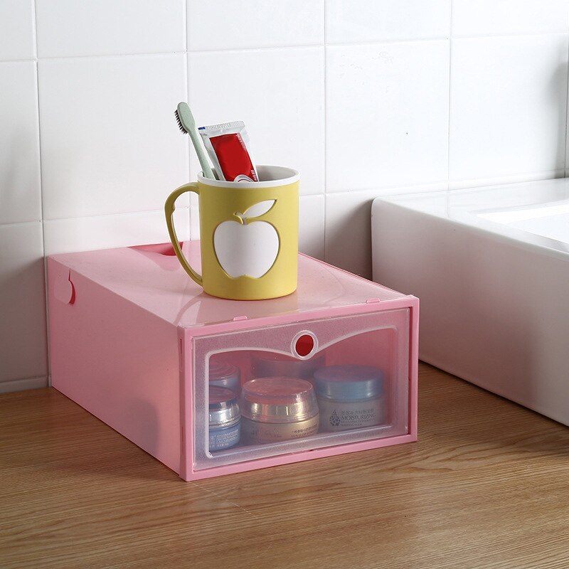 Plastic Foldable Shoes Box Transparent Storage Shoe Box Drawer Organizer Household DIY Shoebox Drawer Divider Home Storage