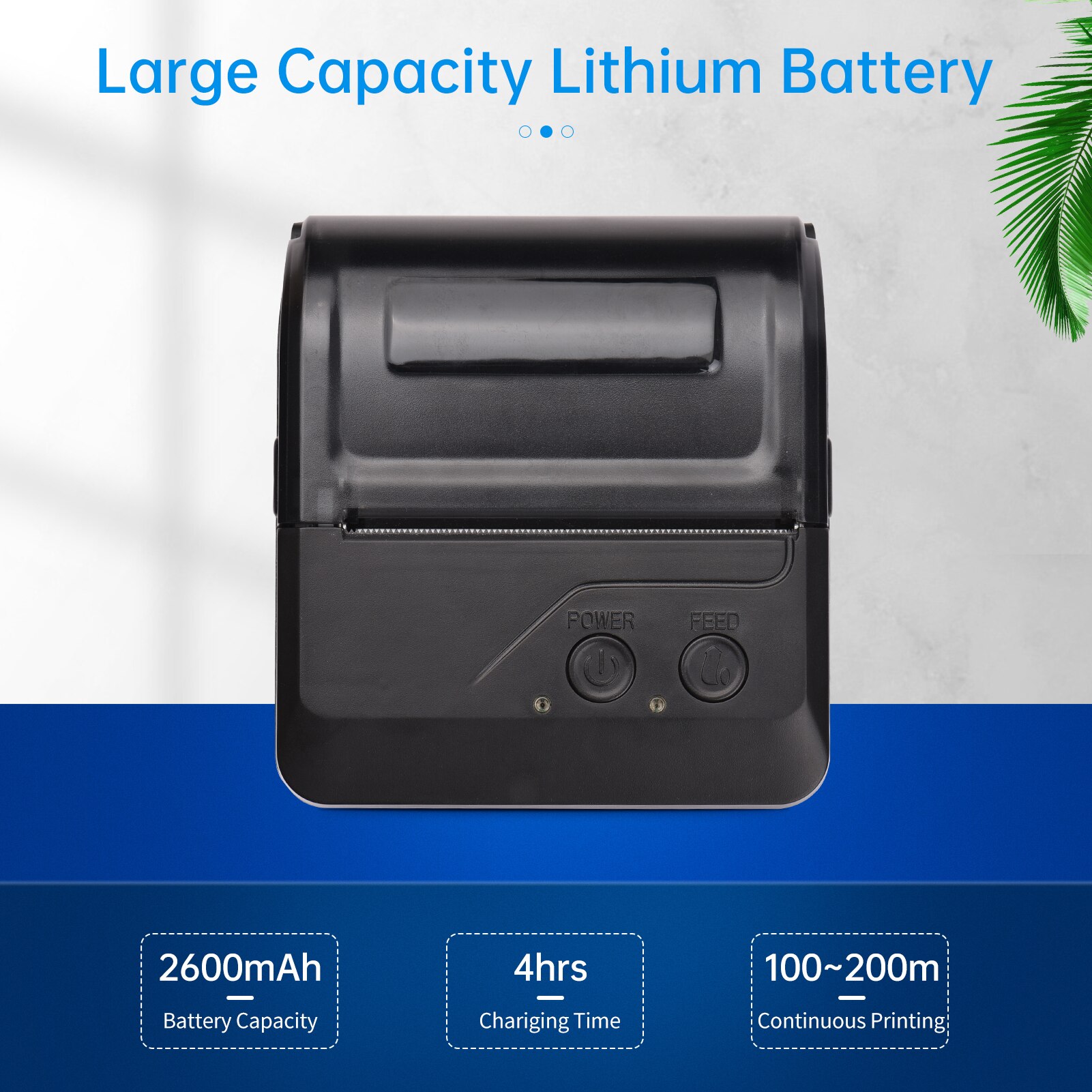 Portable BT 80mm Thermal Receipt Printer Personal Mini Bill POS Mobile Printer with Rechargeable Battery Support ESC/POS