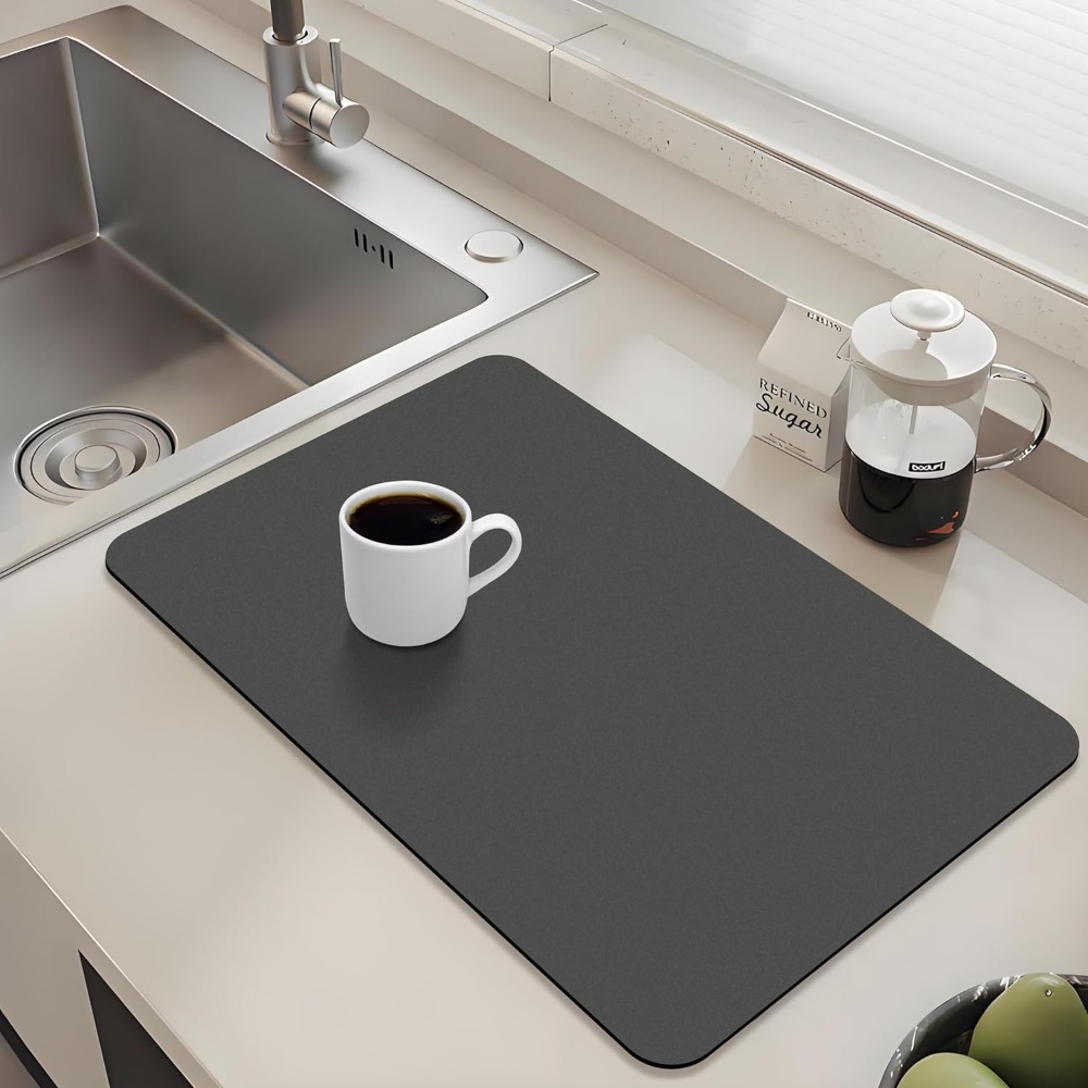 Abtropfmatte, 27,9 x 40,6 cm, Abtropfmatten für die Küchentheke, Kaffeebarmatte, selbsttropfende Trockenunterlage, wasserabsorbierende Trockenmatten