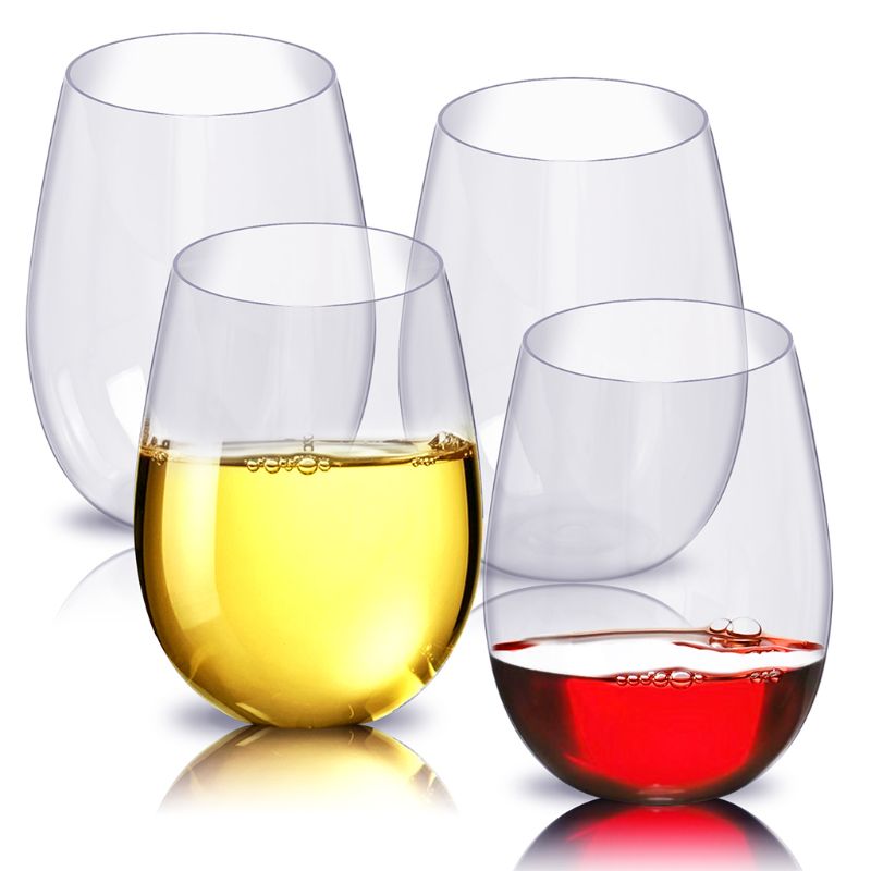 Stemless Rode En Witte Wijn Bril 16Oz, Onbreekbaar Tritan Plastic Wijn Tuimelaars Set Voor , Feest, verjaardag