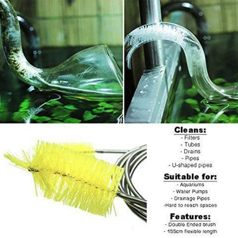Luft Rohr Doppelseitige Schlauch Nylon Aquarium Wasser Filter Reinigung Pinsel Edelstahl flexibel Multifunktionale