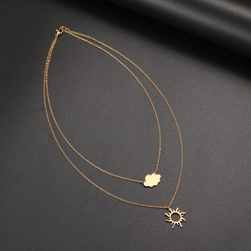 2023 Rvs Zon Totem Cloud Gelaagde Modellen Ketting Voor Vrouwen Modieuze Exquisite Hanger Ketting Party Vriend Sieraden