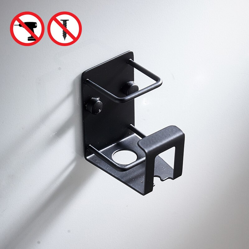 Porte-gobelet de salle de bain noir sans poinçon, porte-brosse à dents, accessoires de salle de bain multifonctions, porte-gobelet mural en métal ML6037: Style B