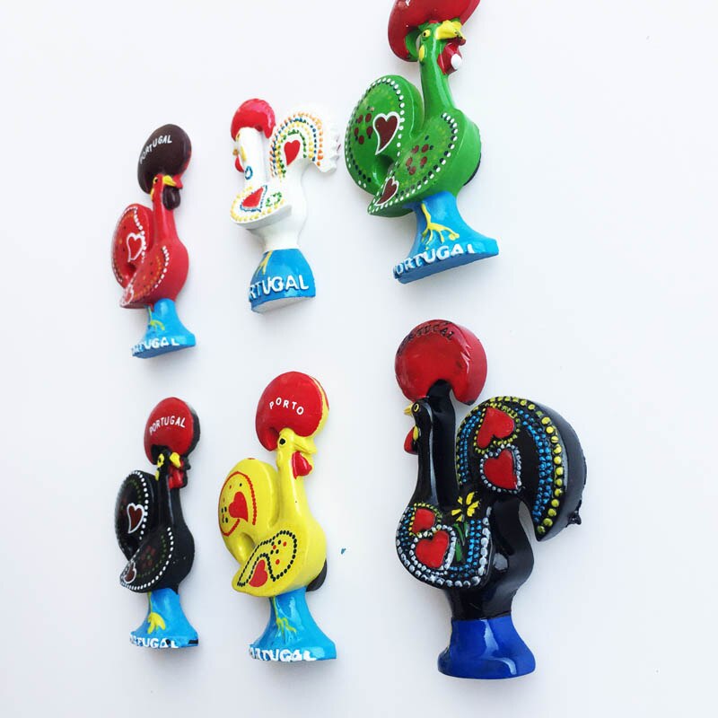 Fridge Magnet Souvenir Hand Painted Portugal Landmark Stereo Rooster Resin Refrigerator Sticker Home Decor Craft Ideas