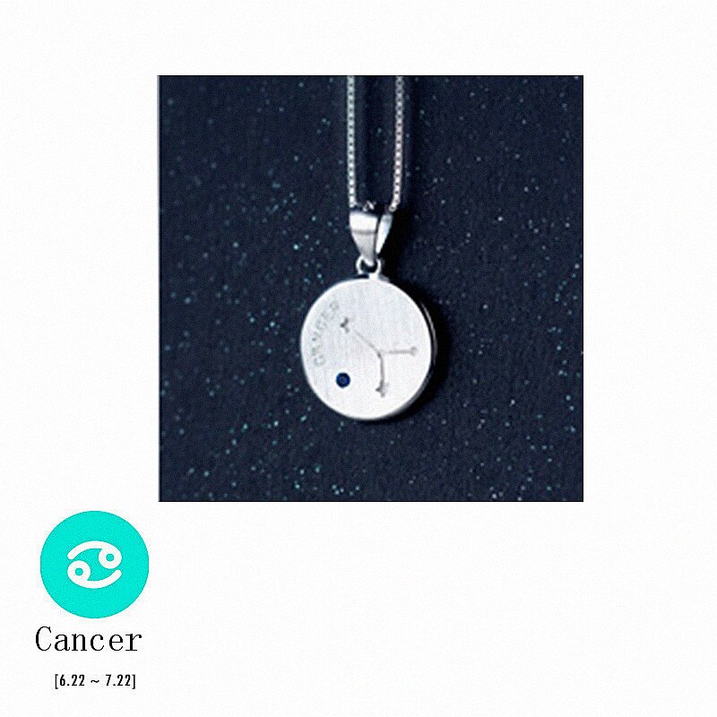 Inzatt 925 sterling sølv minimalistisk rund konstellation vedhæng halskæde til kvinder fine smykker choker box kæde fødselsdag: Kræft