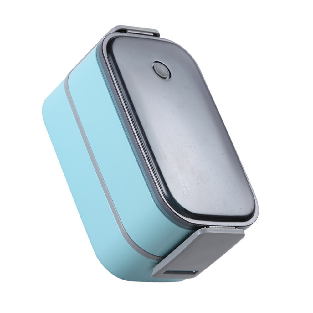 1Pc Double Deck Meal Box Double-deck Portable Meal Box Packed Food Box Container for Takeaway (Sky-blue): Default Title