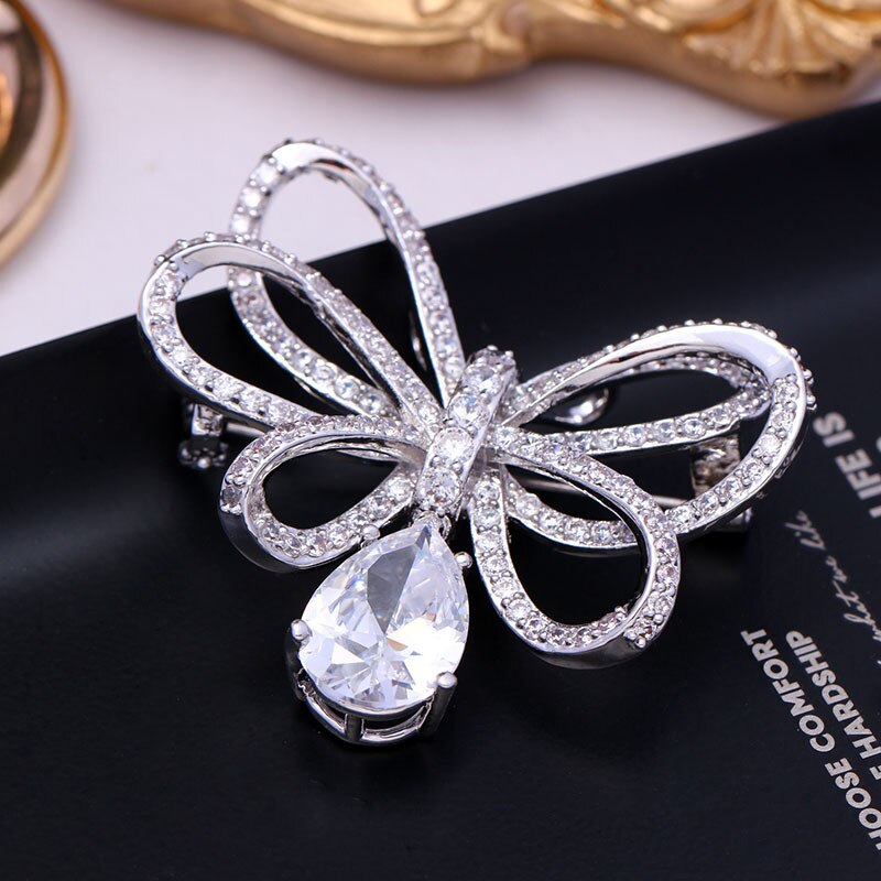 verrotten Bäume Frauen Bowknot Brosche Elegante Luxus AAA kubisch Zirkon Revers Stift Schmuck