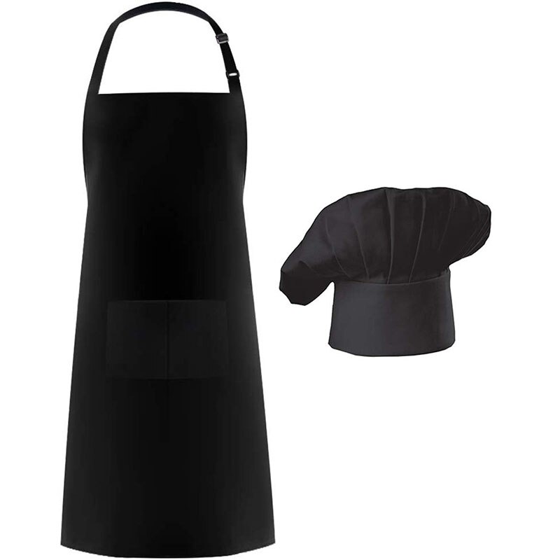 1 Juego de delantal, conjunto de gorro de Chef, delantal ajustable de media longitud para adultos, delantal de cocina a rayas para Hotel, restaurante, Chef, camarero