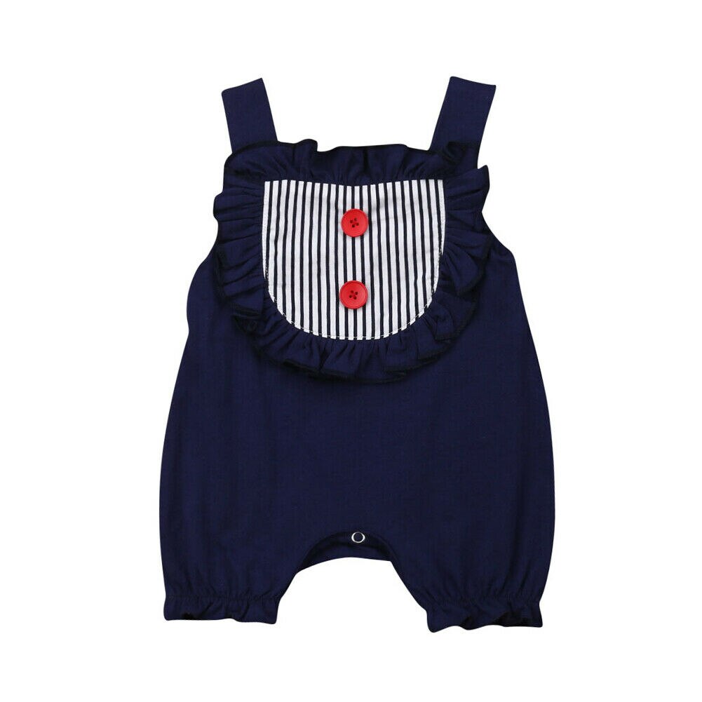 Children Summer Clothing Toddler Baby Boy Girl Boys One-Pieces Romper Sleeveless Ruffles Stripe Patchwork Jumpsuit Outfits